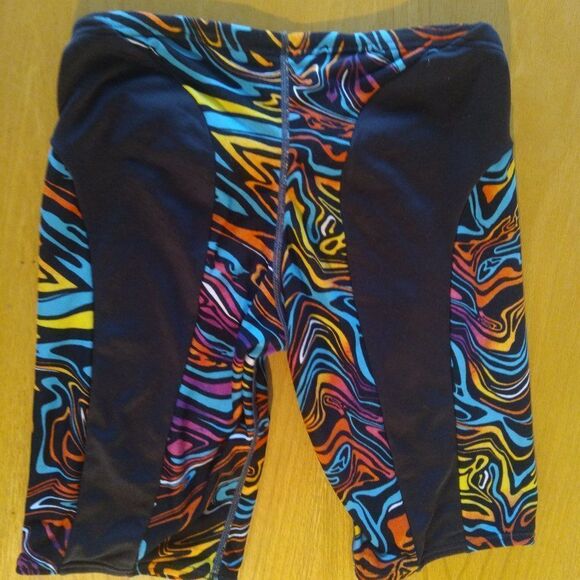 Vintage Tyr Psychedelic Swirl Spandex Workout Shorts Athletic - Picture 4 of 4